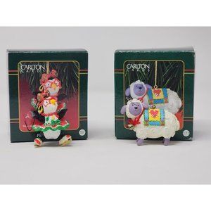 2 Carlton Cards Christmas Ornaments 1999 Patty Penguin And Lambie Pie
